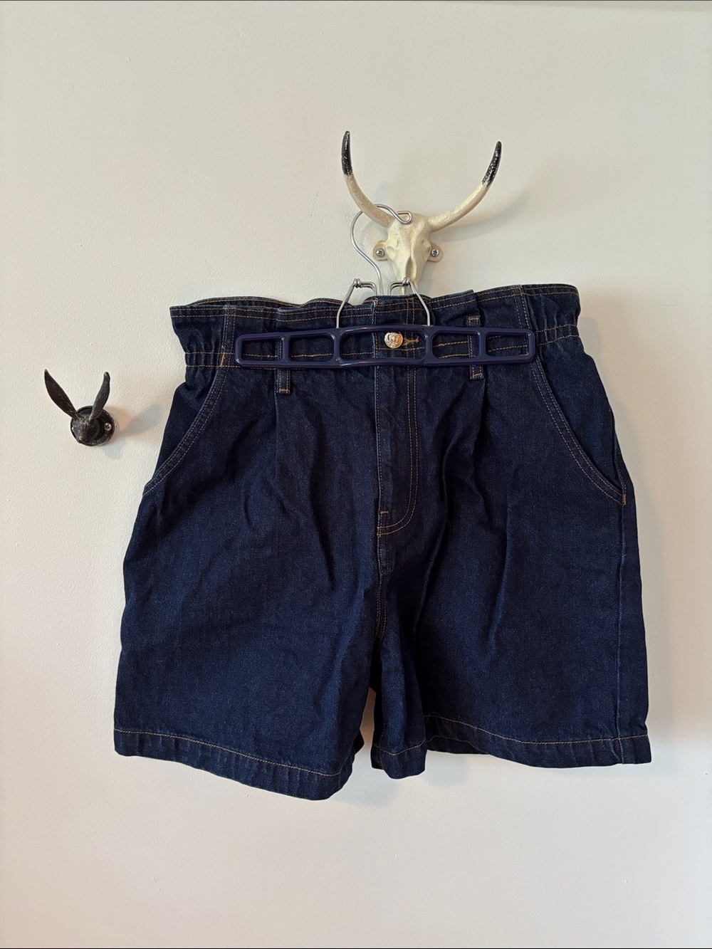 High-Waist paperbag Denim bermuda from Aritzia